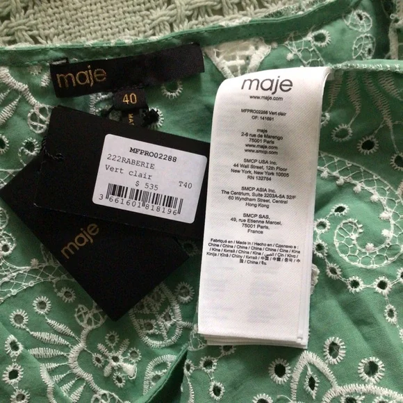 Maje Raberie Embroidered Eyelet Cotton Dress hold C - Picture 11 of 16